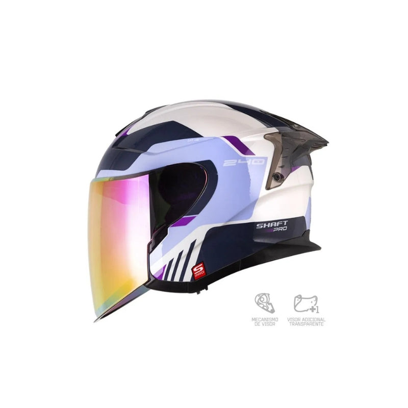 Casco SHAFT PRO SHPRO-240DV Nanix - Blanco Perlado - Morado Claro