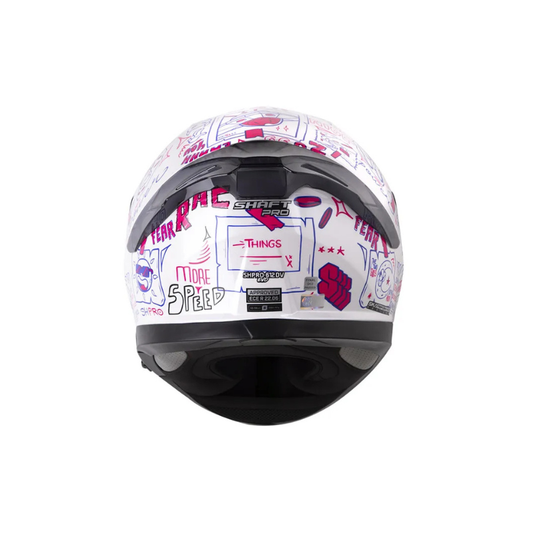 Casco SHAFT PRO SHPRO-612 DV EVO Things Blanco Perlado - Fucsia