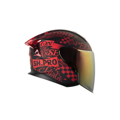 Casco SHAFT PRO SHPRO-240DV Retrum - Negro - Rojo