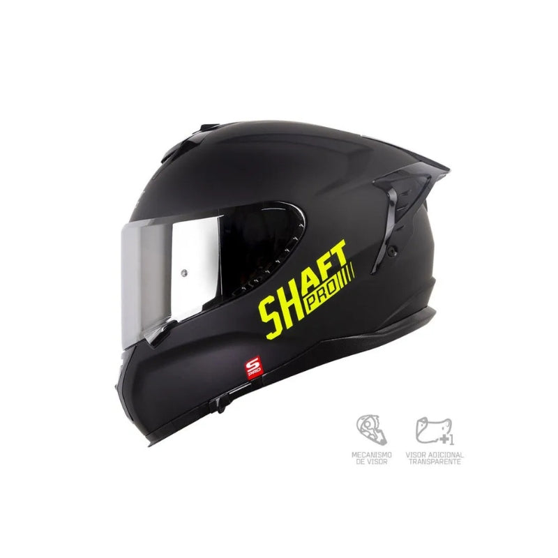 Casco SHAFT PRO SHPRO 610 DV EVO Solid - Negro Amarillo Neón