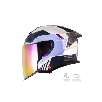 Casco SHAFT PRO SHPRO-240DV Nanix - Blanco Perlado - Morado Claro