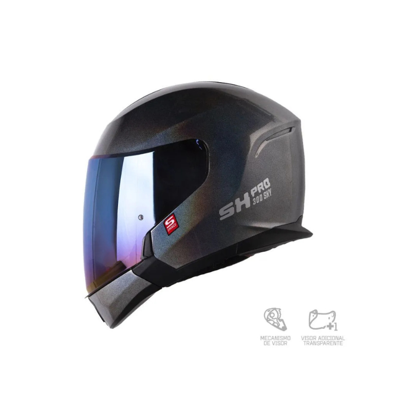 Casco SHAFT PRO SHPRO-300 SKY Solid Camaleon - Gris Oscuro - Plateado