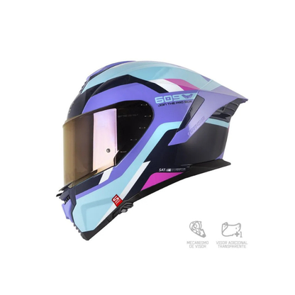 Casco SHAFT PRO SHPRO-609 VENOM Eires Azul Claro - Morado Claro