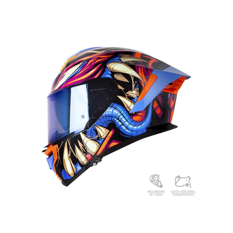 Casco SHAFT PRO SHPRO-609 VENOM Horror Negro - Azul Metalico
