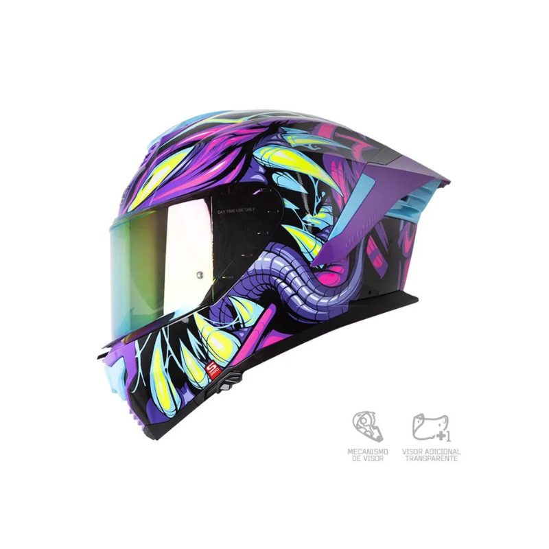 Casco SHAFT PRO SHPRO-609 VENOM Horror Negro - Fucsia