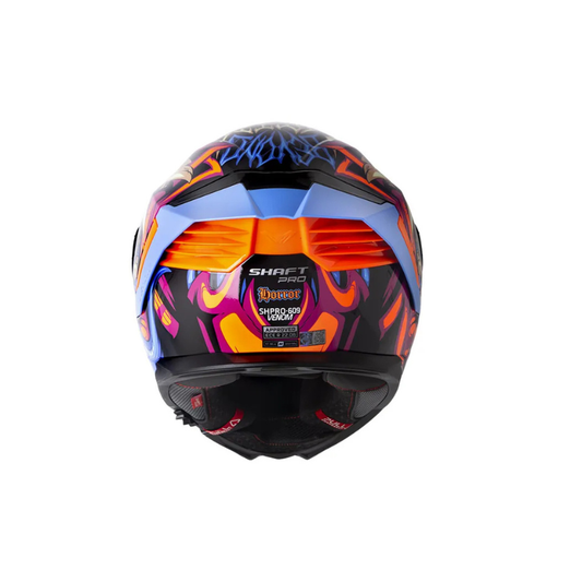 Casco SHAFT PRO SHPRO-609 VENOM Horror Negro - Naranja Neon