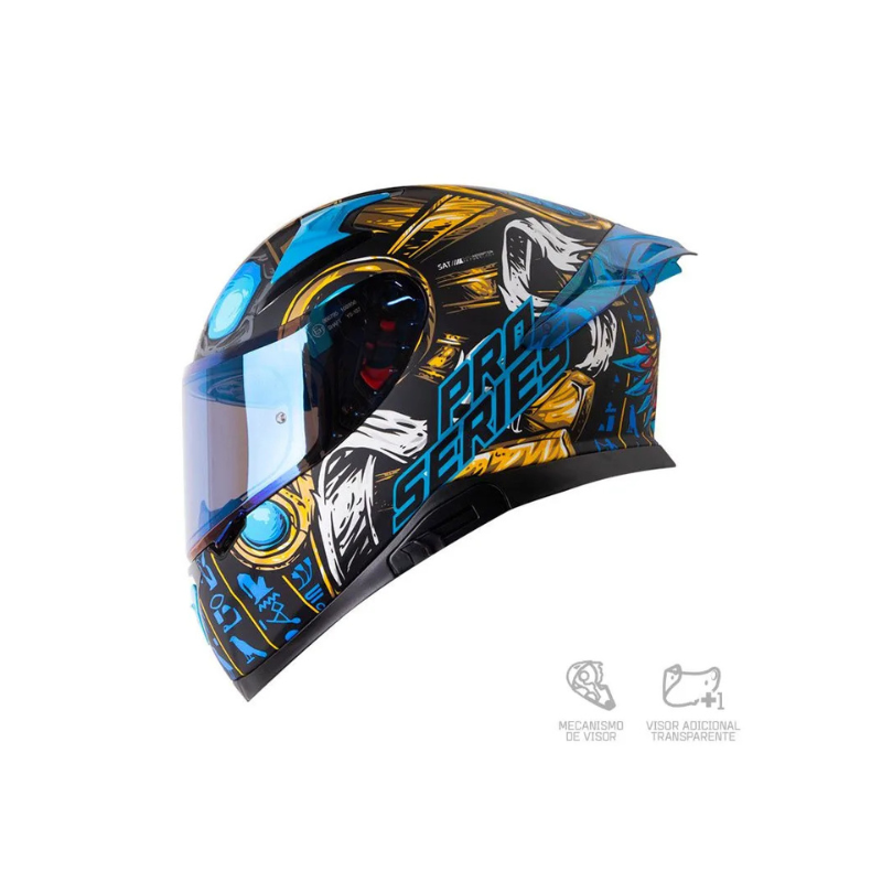 Casco SHAFT PRO SHPRO-612 DV EVO Faraon Negro - Azul Metalico
