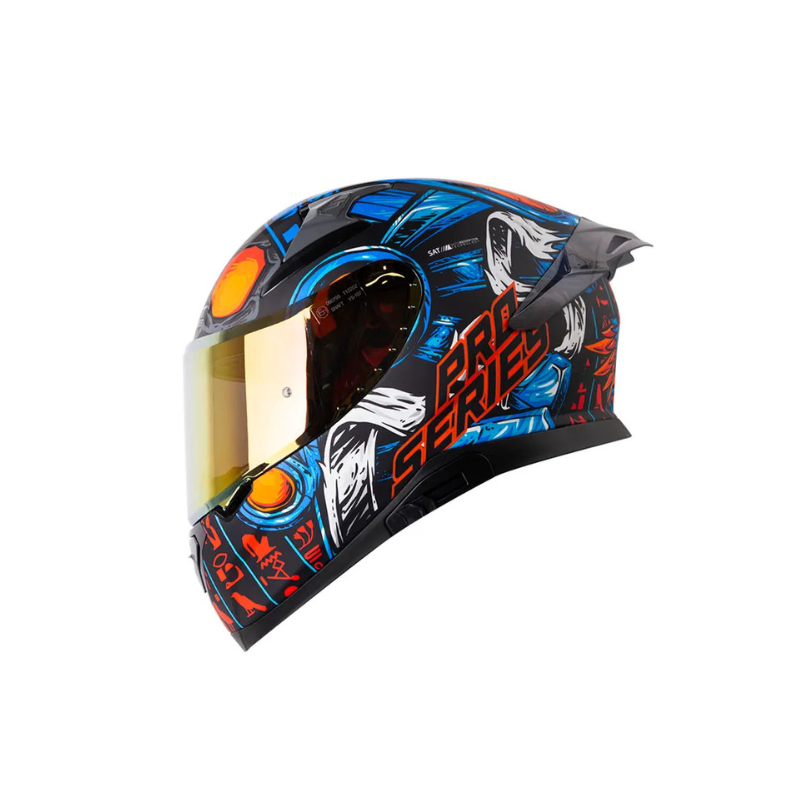 Casco SHAFT PRO SHPRO-612 DV EVO Faraon Negro - Naranja Neon