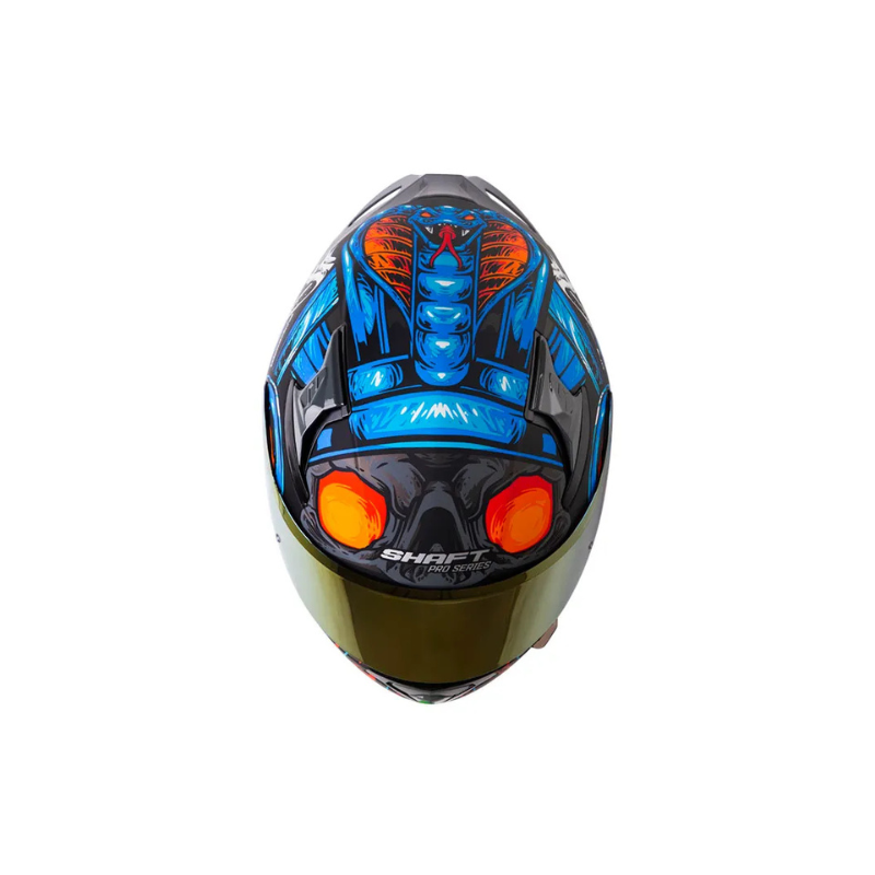 Casco SHAFT PRO SHPRO-612 DV EVO Faraon Negro - Naranja Neon