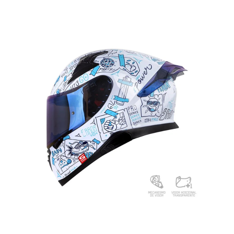 Casco SHAFT PRO SHPRO-612 DV EVO Things Azul Metalico - Turquesa